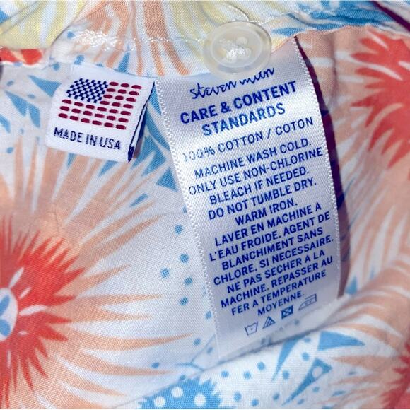 Steven Alan Girls Blue Orange Floral Smock Dress USA Made sz 3 - Picture 10 of 10